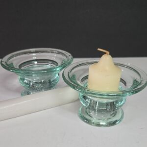 Recycled Glass Tinted Glass Elegant Dual Sided Candle Holders Set
